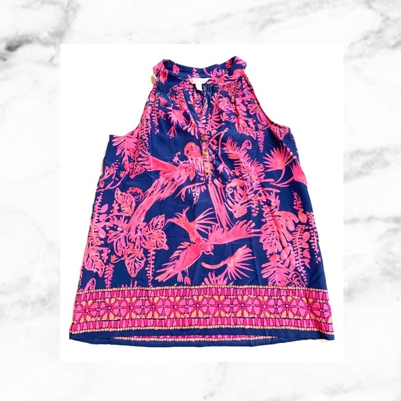 Lilly Pulitzer Tops - Lilly Pulitzer Bailey Silk Top in Night Caw print